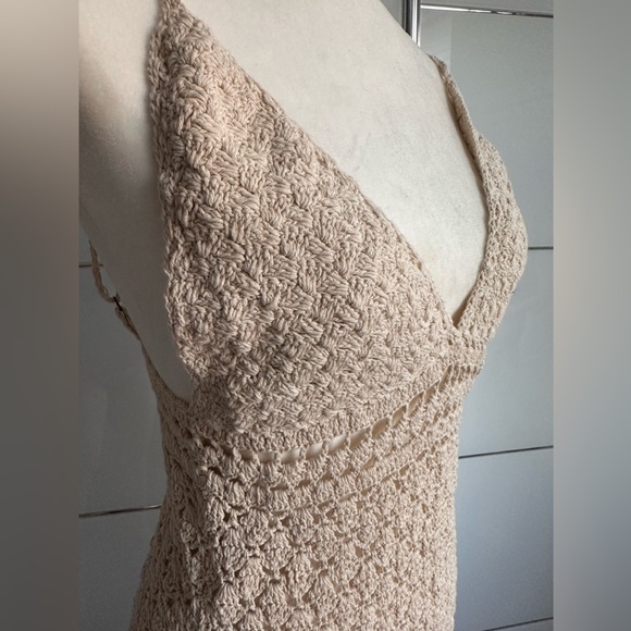 Cream Crochet Maxi Dress - size M - Picture 3 of 3